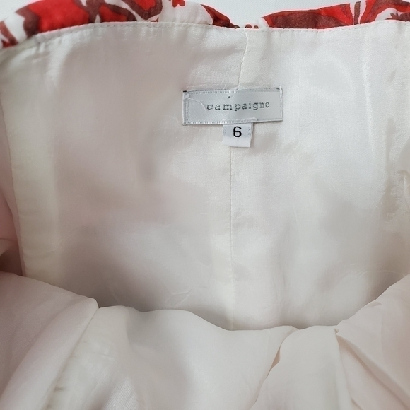 🔴 Campaign Brown Red Floral Belted Strapless Dress Size 6 - Picture 8 of 15